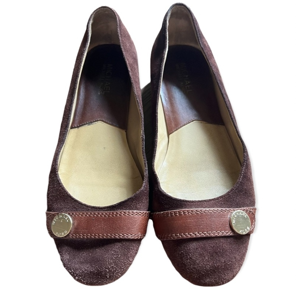 Michael Kors Travel Ballet Flat in Brown Suede Womens 8.5